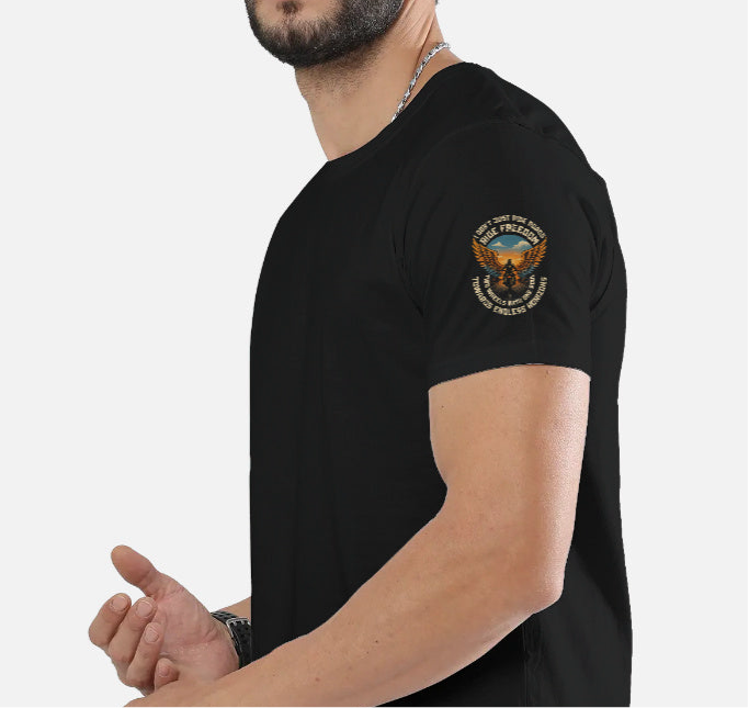Ride Freedom” Biker Graphic T-Shirt – Full Back Print + Sleeve & Pocket Print (Unisex, 100% Cotton, 180 GSM)