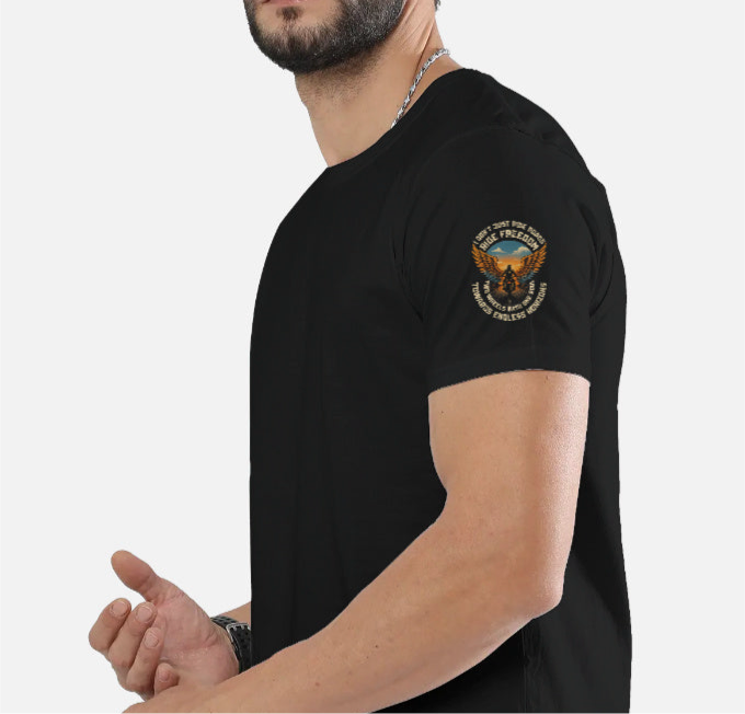Ride Freedom” Biker Graphic T-Shirt – Full Back Print + Sleeve & Pocket Print (Unisex, 100% Cotton, 180 GSM)