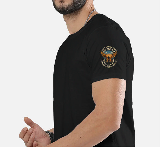 Ride Freedom” Biker Graphic T-Shirt – Full Back Print + Sleeve & Pocket Print (Unisex, 100% Cotton, 180 GSM)