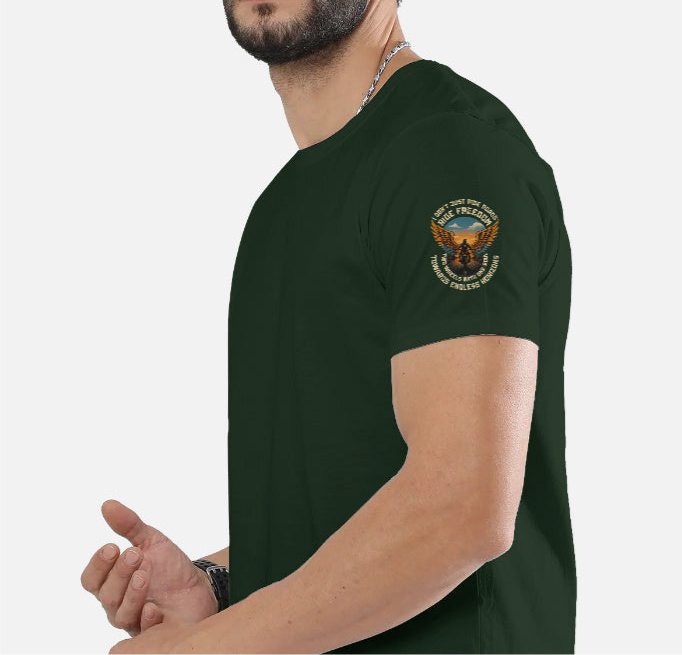 Ride Freedom” Biker Graphic T-Shirt – Full Back Print + Sleeve & Pocket Print (Unisex, 100% Cotton, 180 GSM)