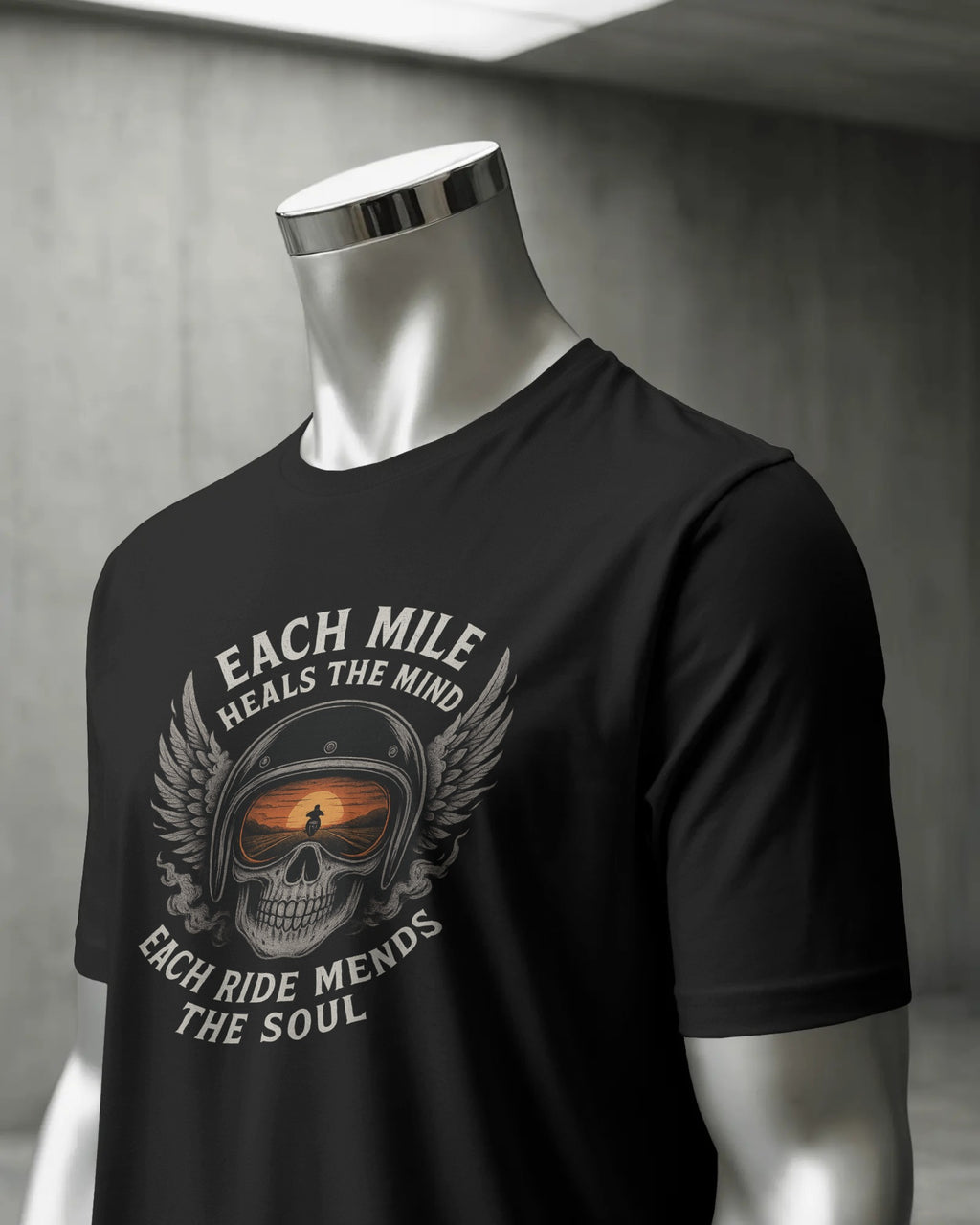Each Mile Heals the Mind, Each Ride Mends the Soul” Biker Graphic T-Shirt – Rider Therapy Edition (Unisex, 100% Cotton, 180 GSM)