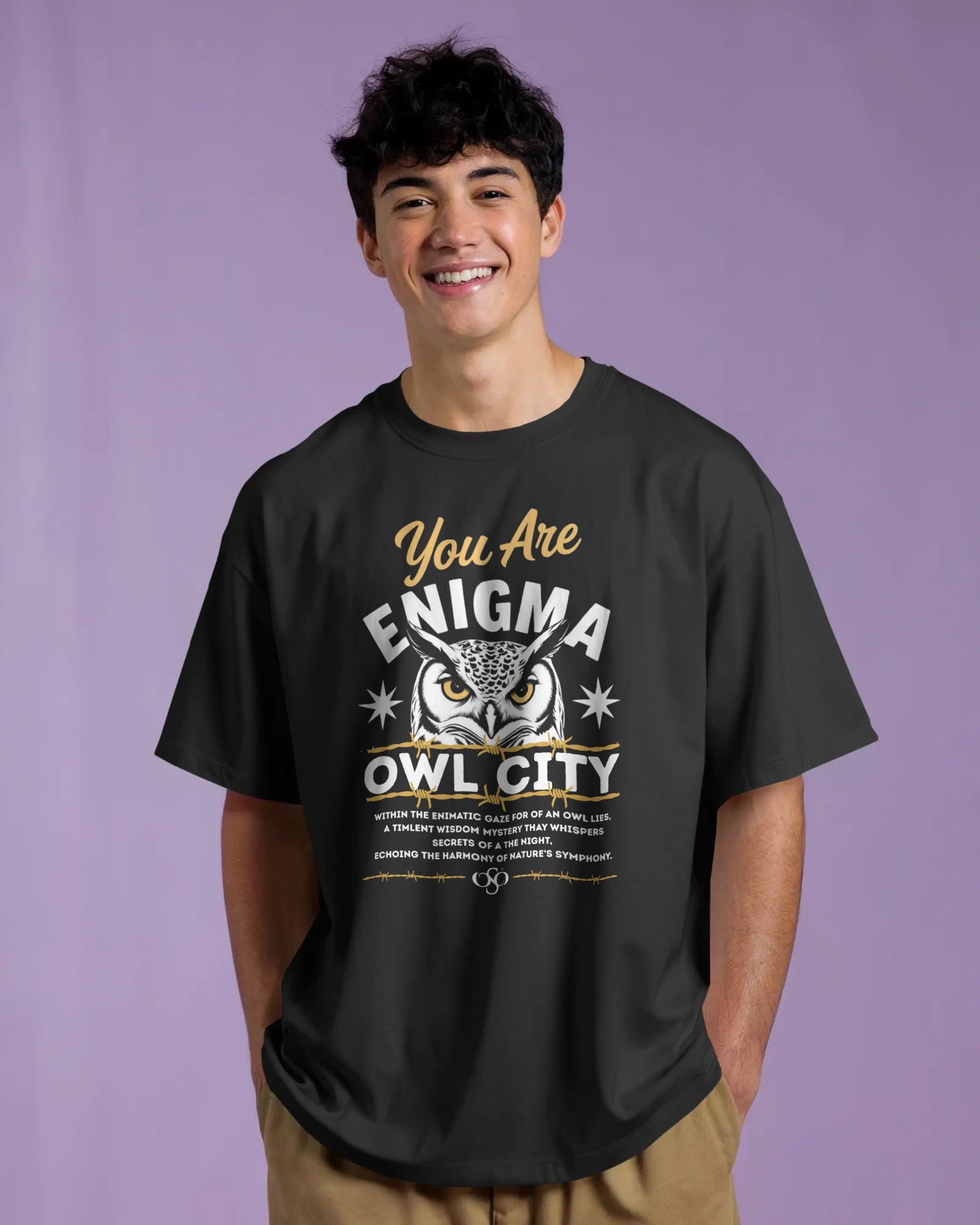 Owl City Enigma Graphic Tee – Unisex Poly-Cotton Streetwear T-Shirt