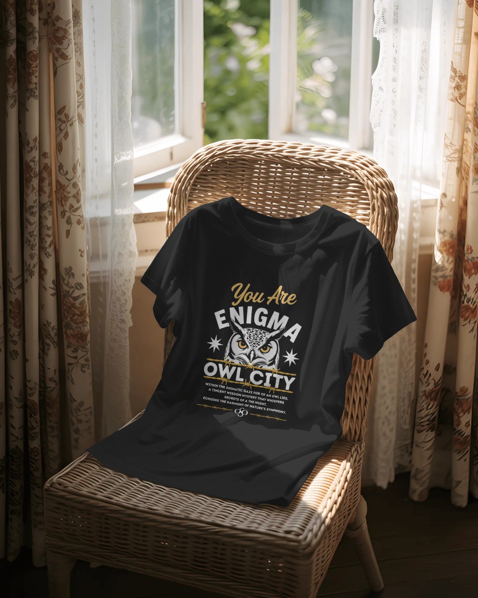 Owl City Enigma Graphic Tee – Unisex Poly-Cotton Streetwear T-Shirt