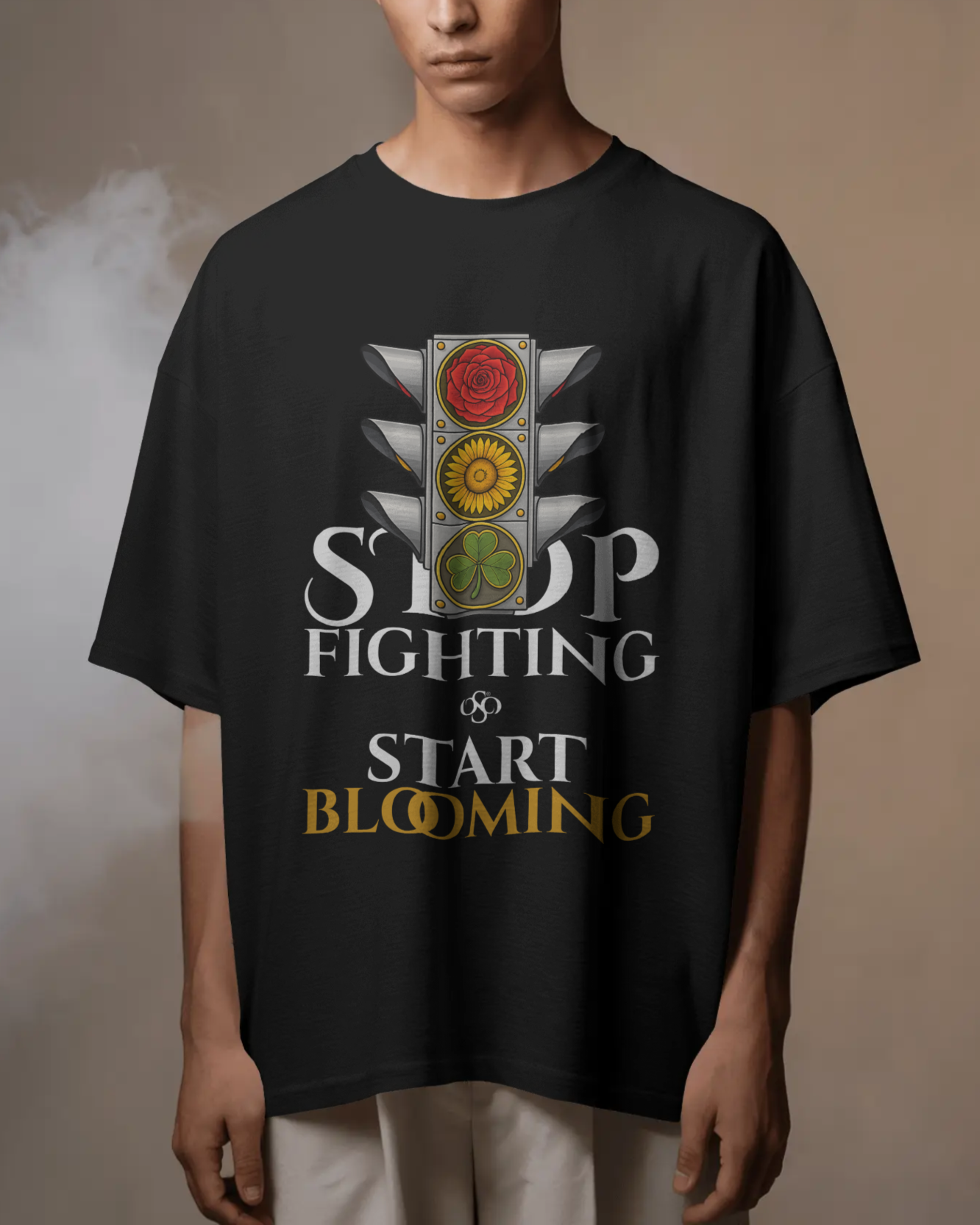 Stop Fighting, Start Blooming – Oversized Graphic Tee (Unisex)